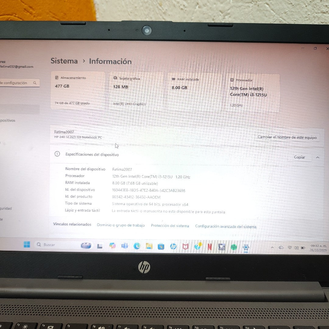 LAPTOP HP 240 G9 (2024) 512 GB SSD 8 GB RAM (SEMINUEVO)