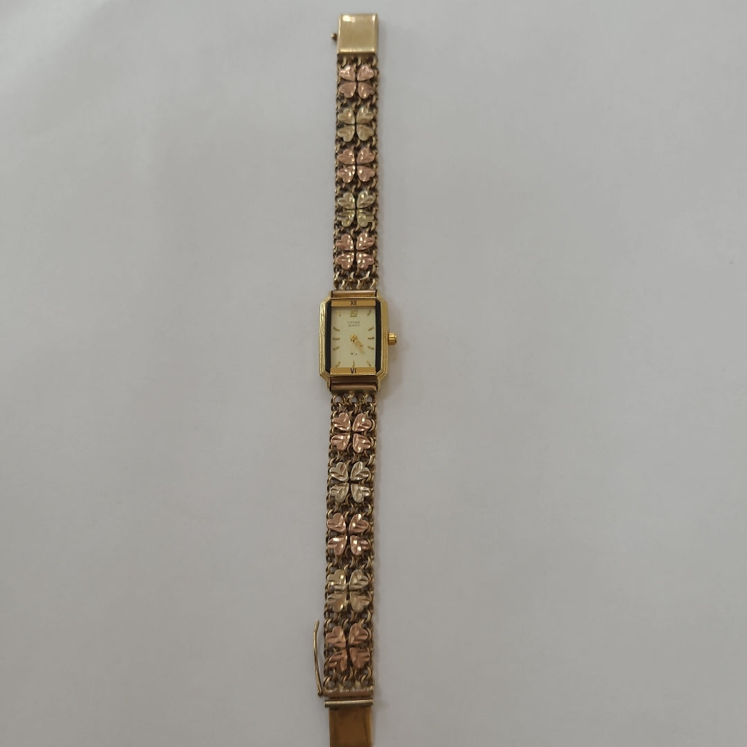 RELOJ CAJA ACERO PULSO ORO. ORO, ORO COMBINADO. 8 K 27.3 GRMS (SEMINUEVO)