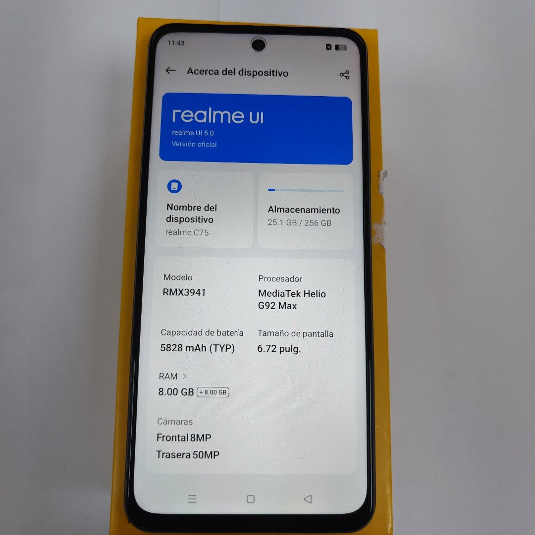 CELULAR REALME C75 RMX3941 (2025) 256 GB 8 GB RAM (SEMINUEVO)