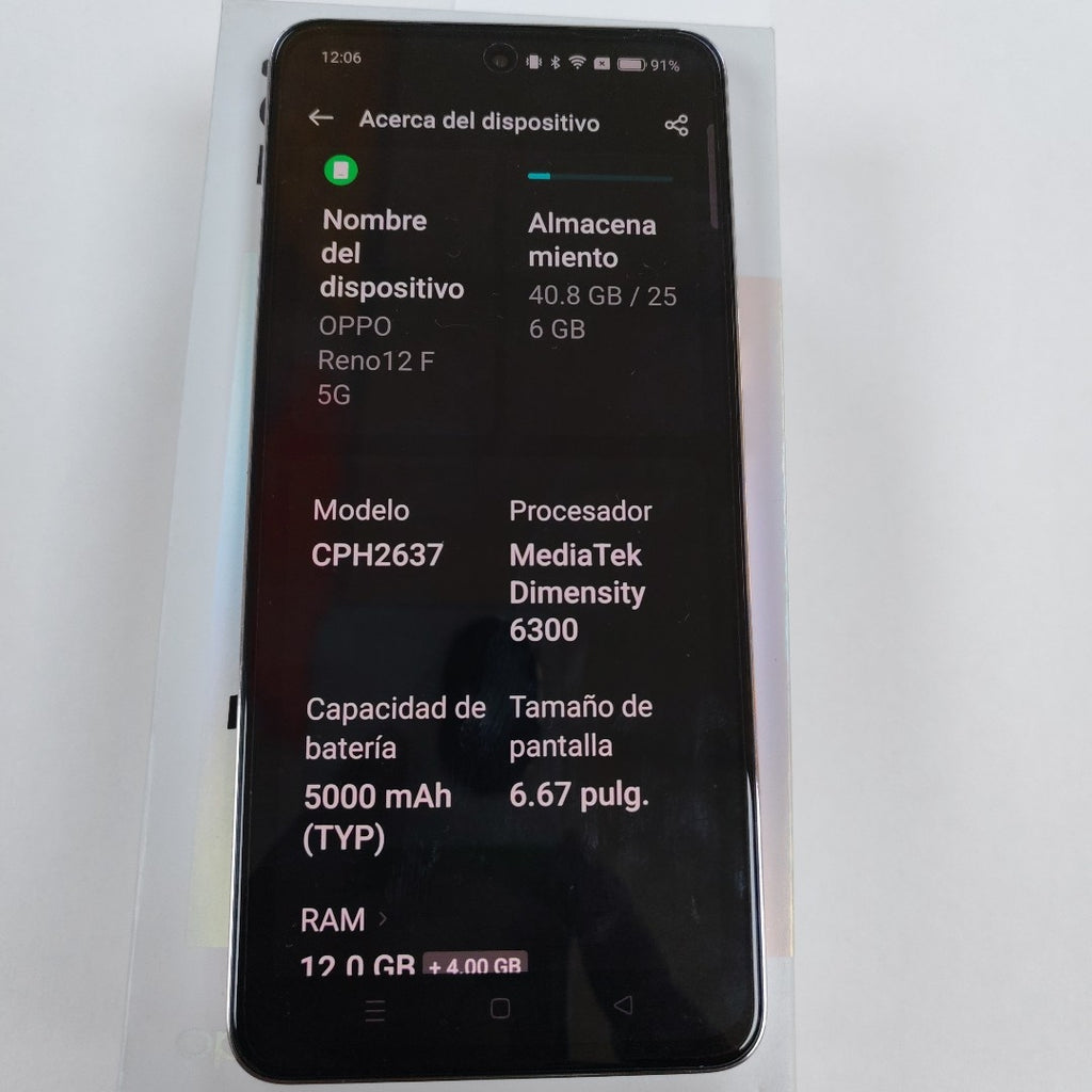 CELULAR OPPO  RENO 12F 5G CPH2637 256 GB 12 GB RAM (SEMINUEVO)