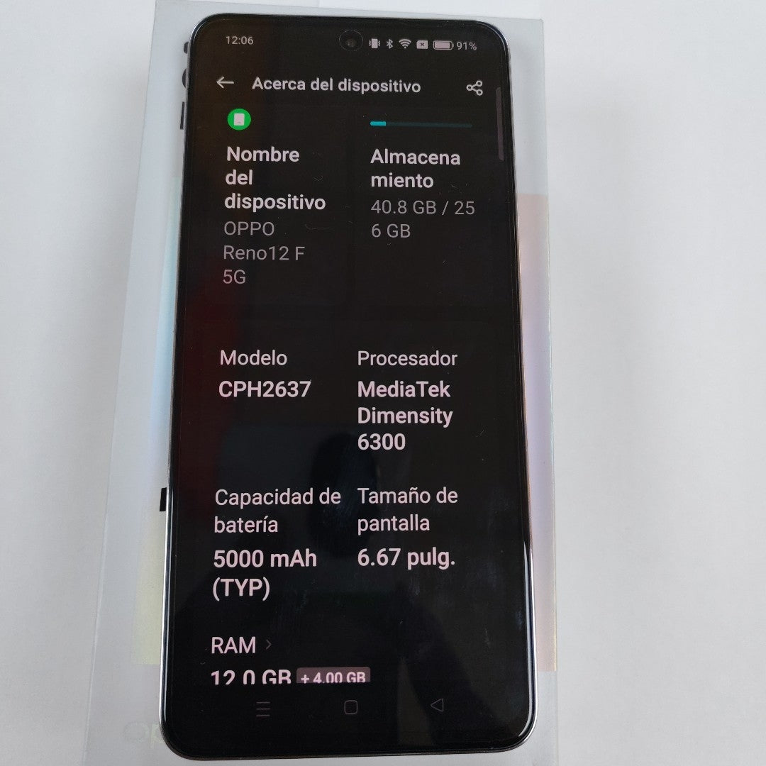 CELULAR OPPO  RENO 12F 5G CPH2637 256 GB 12 GB RAM (SEMINUEVO)