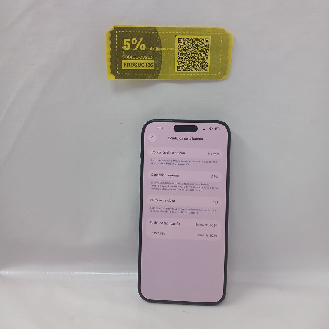 CELULAR APPLE IPHONE 15 PRO MAX A3105 (2023) 256 GB 8 GB RAM (SEMINUEVO)