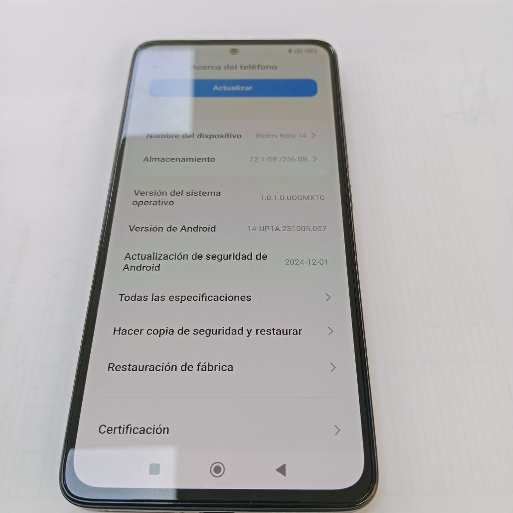 CELULAR XIAOMI REDMI NOTE 14 24117RN76L (2025) 256 GB 8 GB RAM (SEMINUEVO)