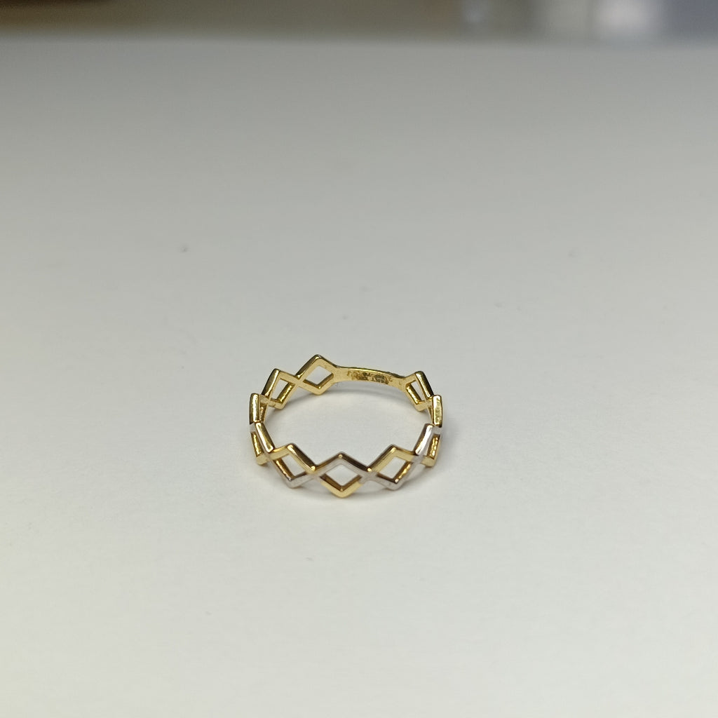 10275AND00075B2908 FRD12 ANILLO DE CUADROS DOS OROS ORO 14K 1.8GRS (NUEVO)