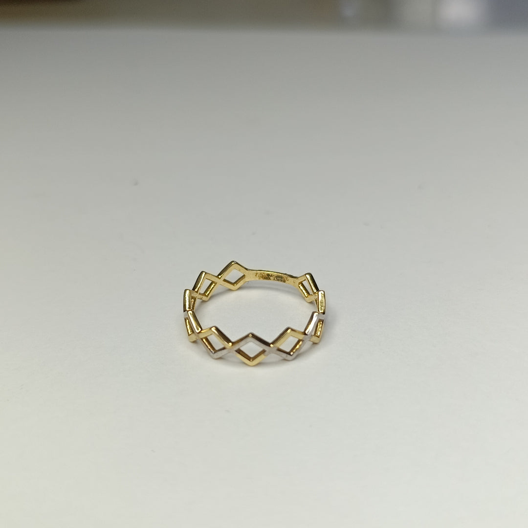 10275AND00075B2908 FRD12 ANILLO DE CUADROS DOS OROS ORO 14K 1.8GRS (NUEVO)