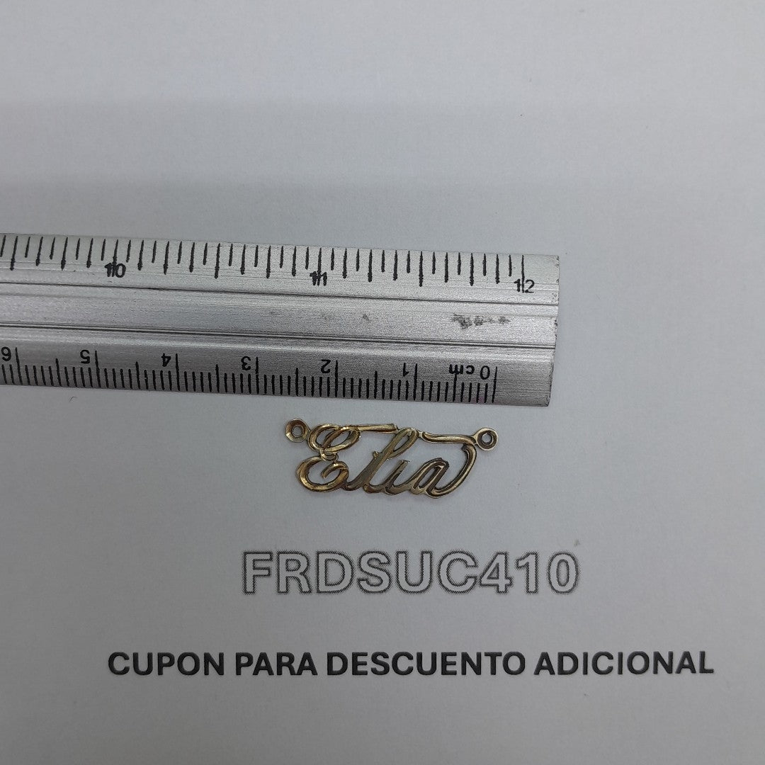 K1 1,10 GRMS 14 K ESPECIFICACIONES COMPLEMENTARIAS DIJE CON EL NOMBRE DE ELIA (SEMINUEVO)