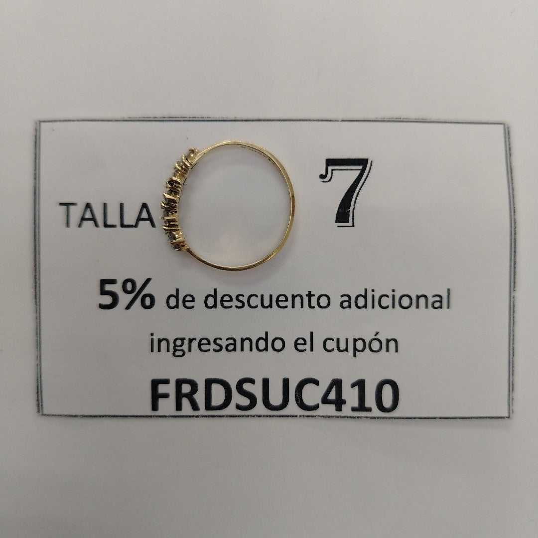 K1 1,50 GRMS 10 K ESPECIFICACIONES COMPLEMENTARIAS ANILLITO CON 5 CIRCONIAS EN M (SEMINUEVO)