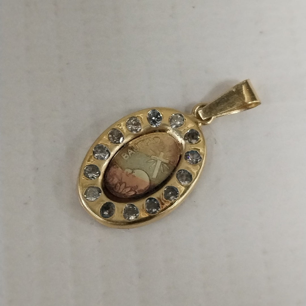 K1 0,80 GRMS 10 K ESPECIFICACIONES COMPLEMENTARIAS MEDALLA DE BAUTISMO CON CIRCON (SEMINUEVO)