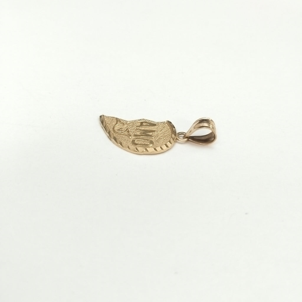 K1 1,80 GRMS 14 K ESPECIFICACIONES COMPLEMENTARIAS DIJE FMA MEDIO CORAZON , LEYE (SEMINUEVO)