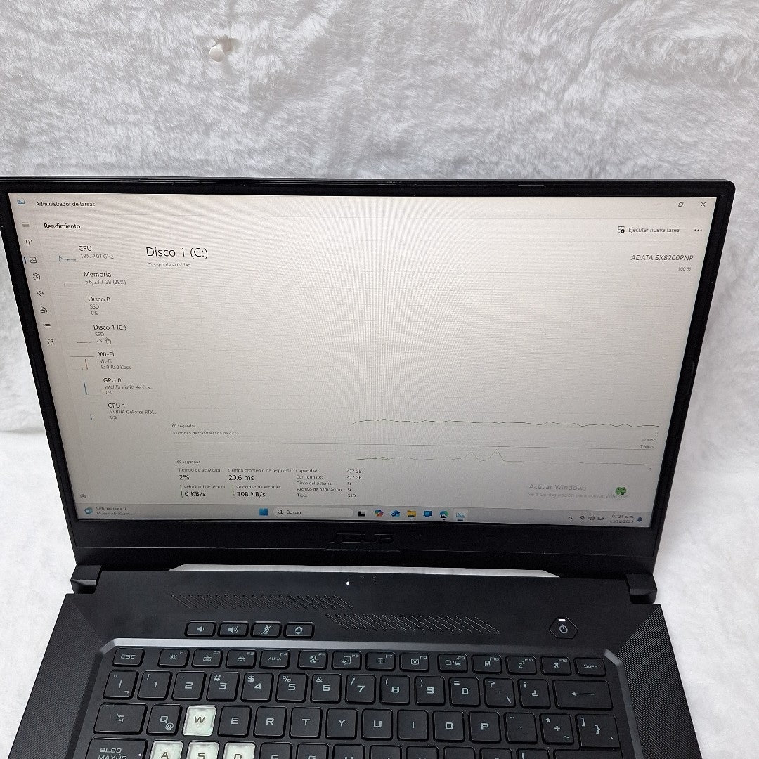 LAPTOP ASUS TUF DASH F15 FX516PC-HN001W (2022) 512 GB SSD 8 GB RAM (SEMINUEVO)