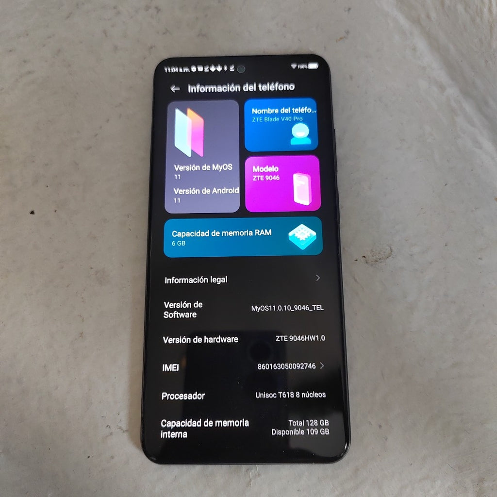 CELULAR ZTE BLADE V40 PRO 9046 128 GB 6 RAM                                                                                                (SEMINUEVO)