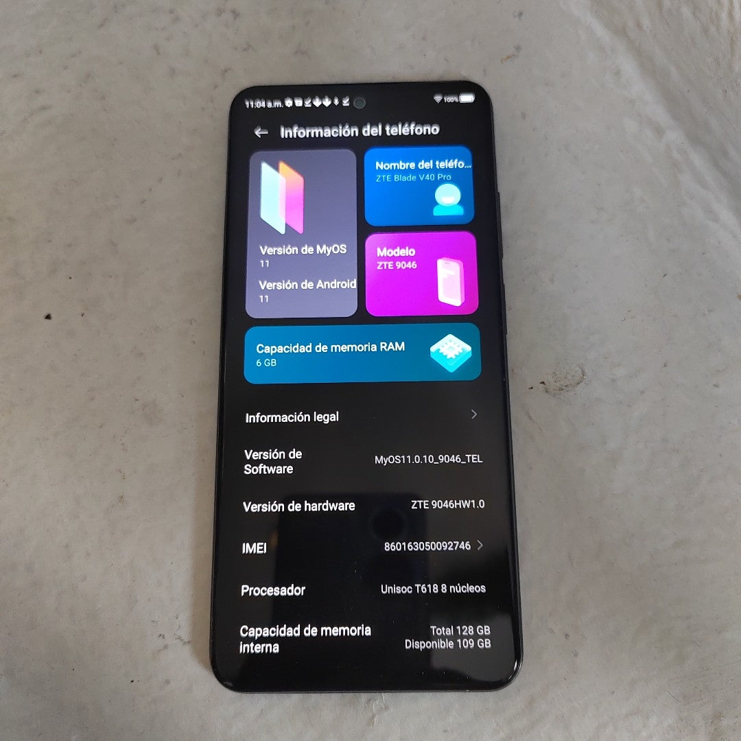 CELULAR ZTE BLADE V40 PRO 9046 128 GB 6 RAM                                                                                                (SEMINUEVO)