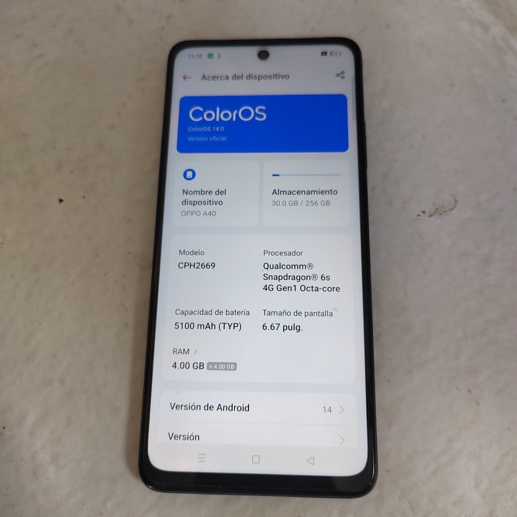 CELULAR OPPO  A40 CPH2669 (2024) 256 GB 4 GB RAM (SEMINUEVO)