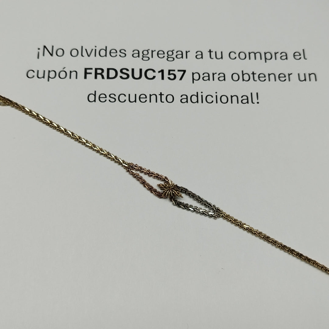 K1 7,90 GRMS 14 K ESPECIFICACIONES COMPLEMENTARIAS PULSERA ORO COMBINADO TEJIDO (SEMINUEVO)