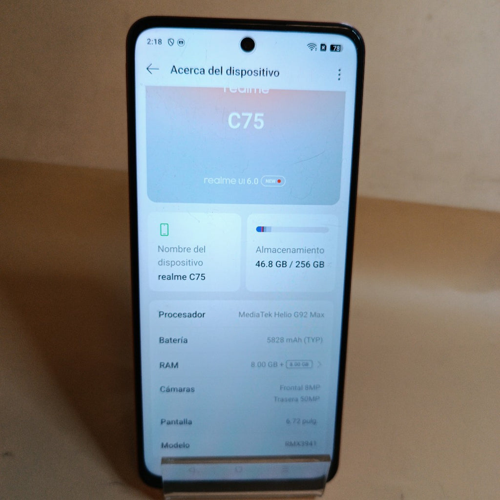 CELULAR REALME C75 RMX3941 (2025) 256 GB 8 GB RAM (SEMINUEVO)