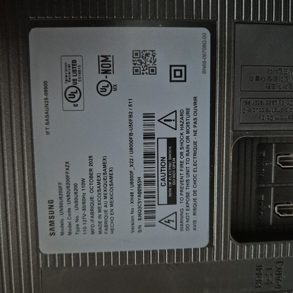 PANTALLA SAMSUNG UN50U8200FF (2025) 50" LED 4K
