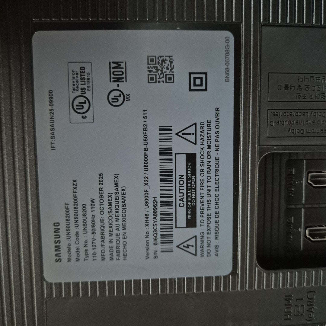 PANTALLA SAMSUNG UN50U8200FF (2025) 50" LED 4K