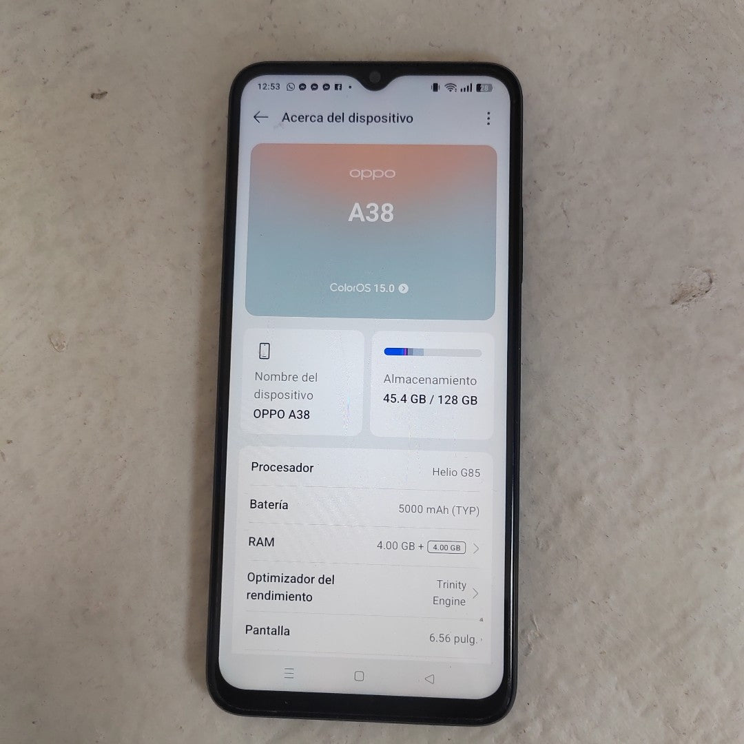 CELULAR OPPO  A38 CPH2579 (2023) 128 GB 4 GB RAM (SEMINUEVO)