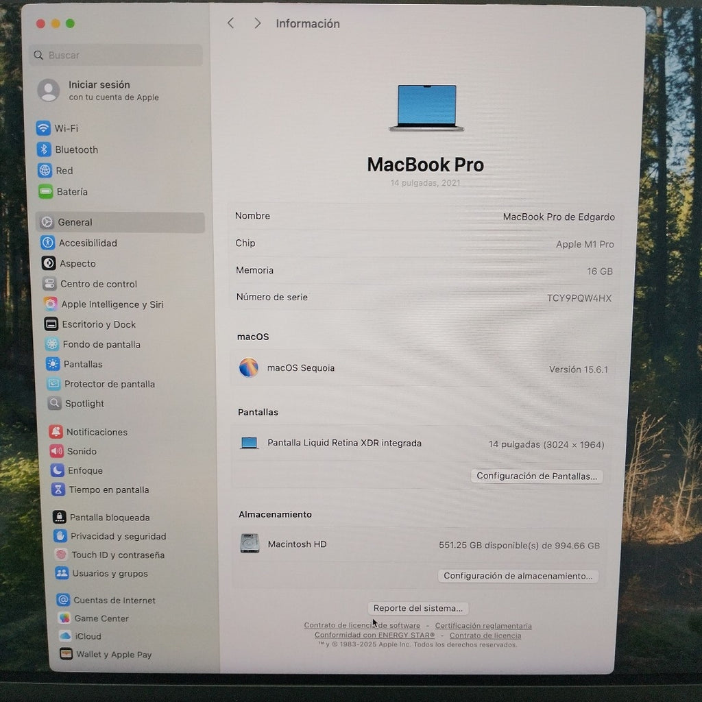 LAPTOP APPLE MACBOOK PRO 14" 2021 3.2 A2442 (10 CPU/16 GPU) 1 TB SSD 16 GB RAM