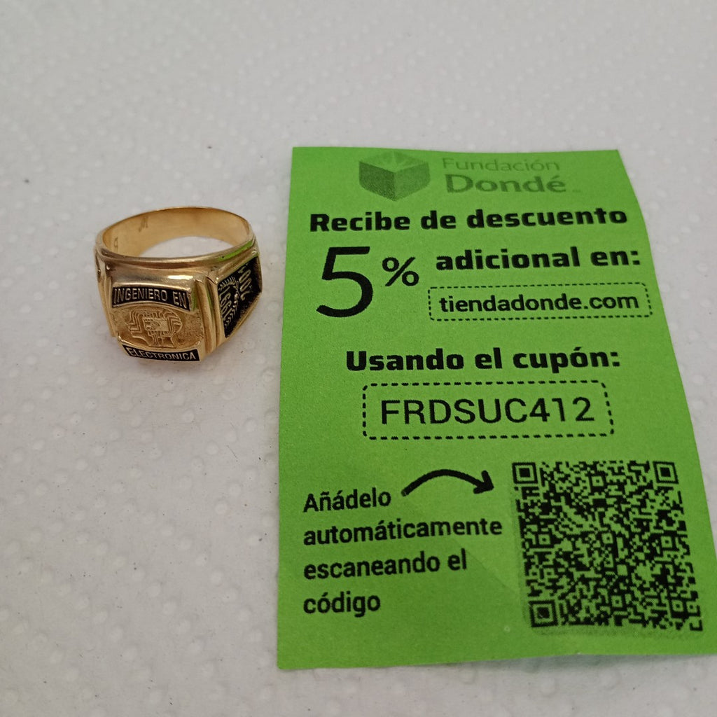 ANILLO DE GRADUACIÓN ORO 10 K 9.5 GRMS (SEMINUEVO)