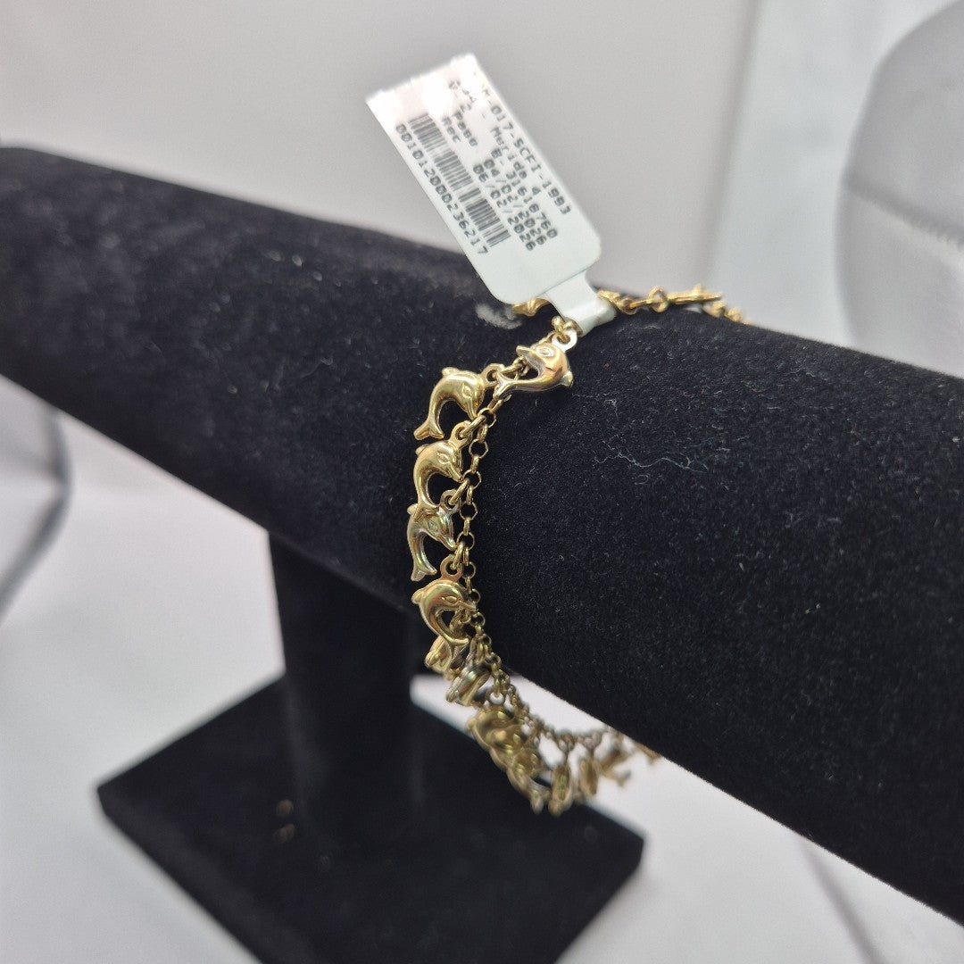 K1 11,20 GRMS 10 K ESPECIFICACIONES COMPLEMENTARIAS PULSERA CON DELFINES (SEMINUEVO)