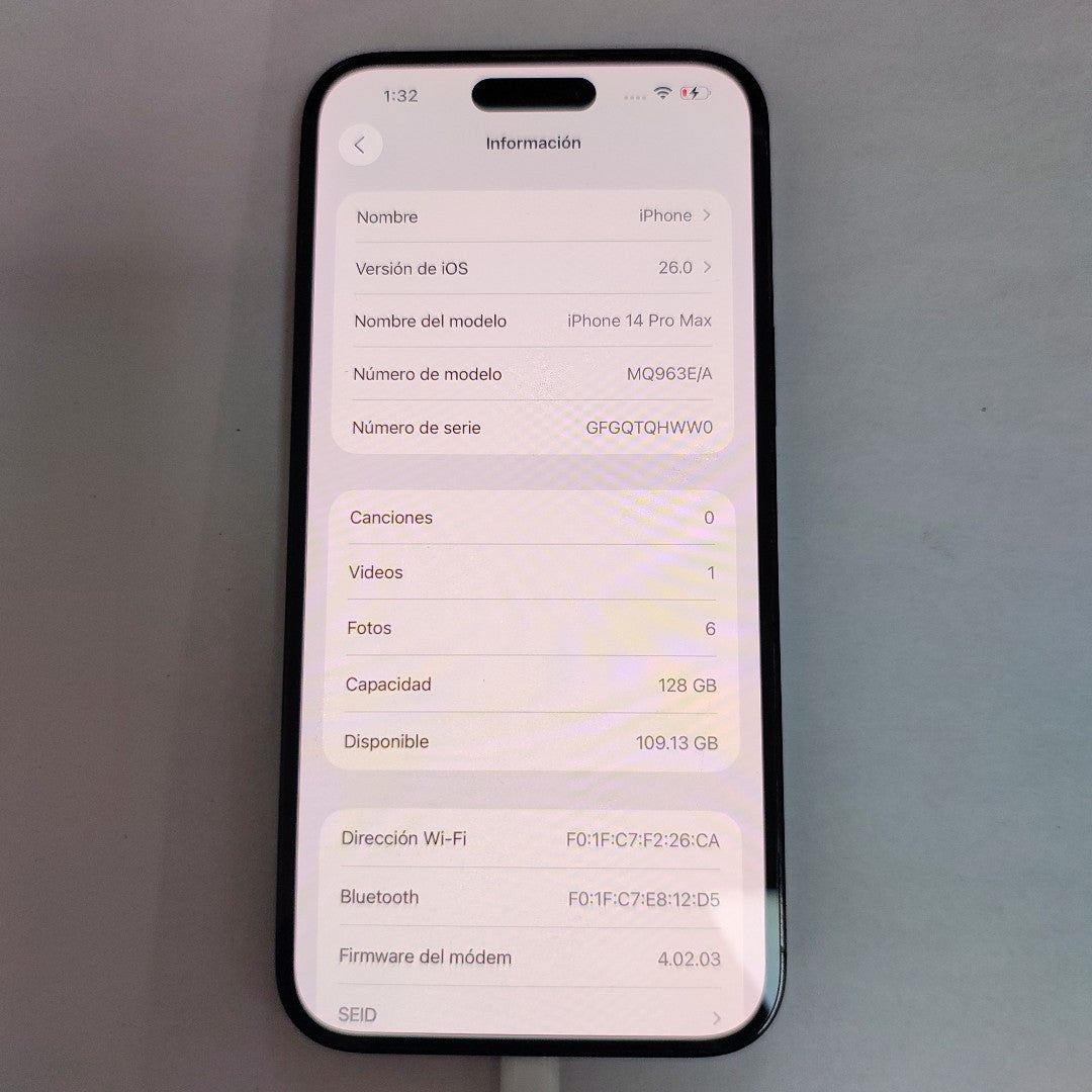 CELULAR APPLE IPHONE 14 PRO MAX A2893 128 GB 6 GB RAM