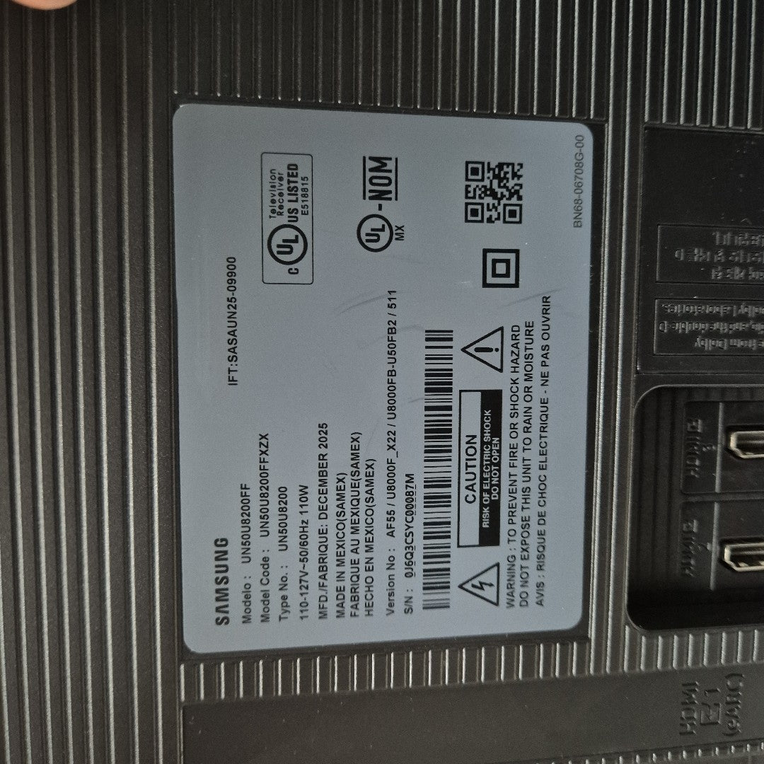 PANTALLA SAMSUNG UN50U8200FF (2025) 50" LED 4K (SEMINUEVO)