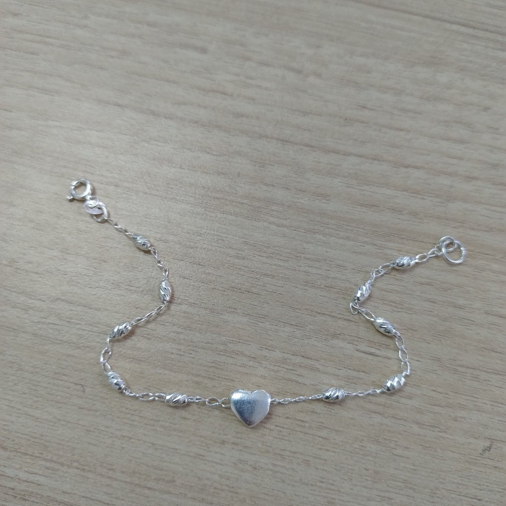 PULSERA TEJIDO CORAZON PLATA .925 18 CM 3.3 GR (NUEVO)