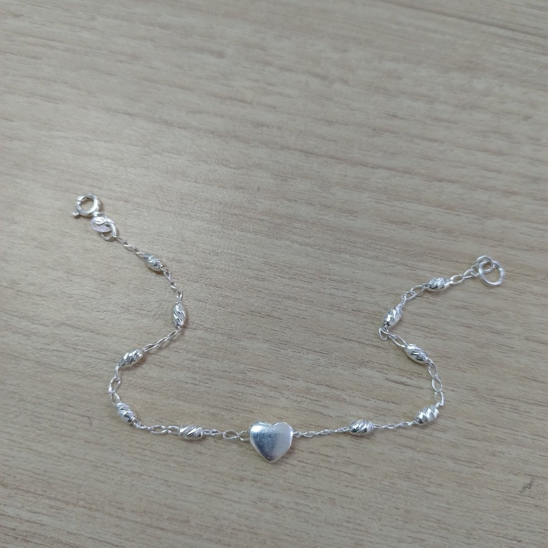 PULSERA TEJIDO CORAZON PLATA .925 18 CM 3.3 GR (NUEVO)