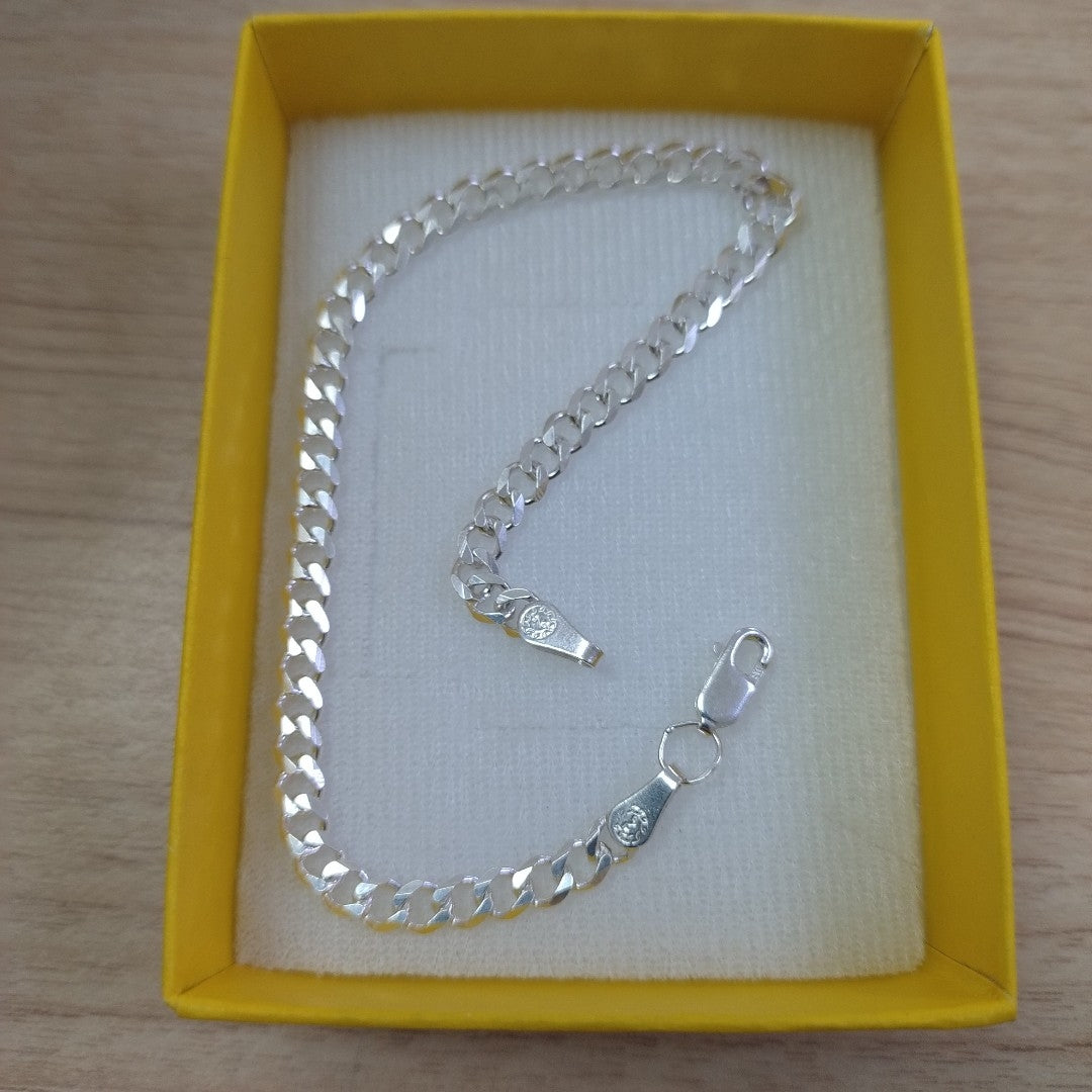 PULSERA TEJIDO BARBADA PLATA .925 21 CM 4.5 GR (NUEVO)