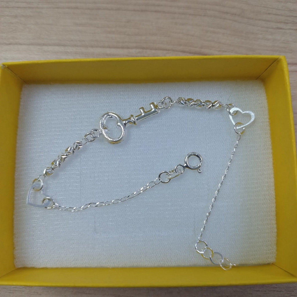 PULSERA TEJIDO LLAVE PLATA .925 18 CM 2.3 GR (NUEVO)