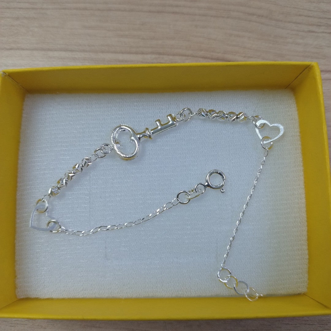 PULSERA TEJIDO LLAVE PLATA .925 18 CM 2.3 GR (NUEVO)