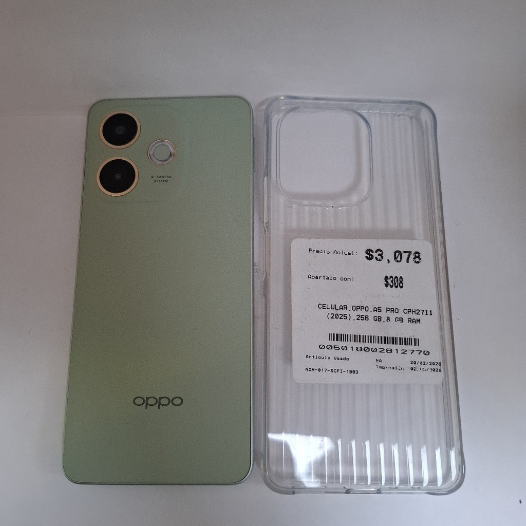 CELULAR OPPO  A5 PRO CPH2711 (2025) 256 GB 8 GB RAM (SEMINUEVO)