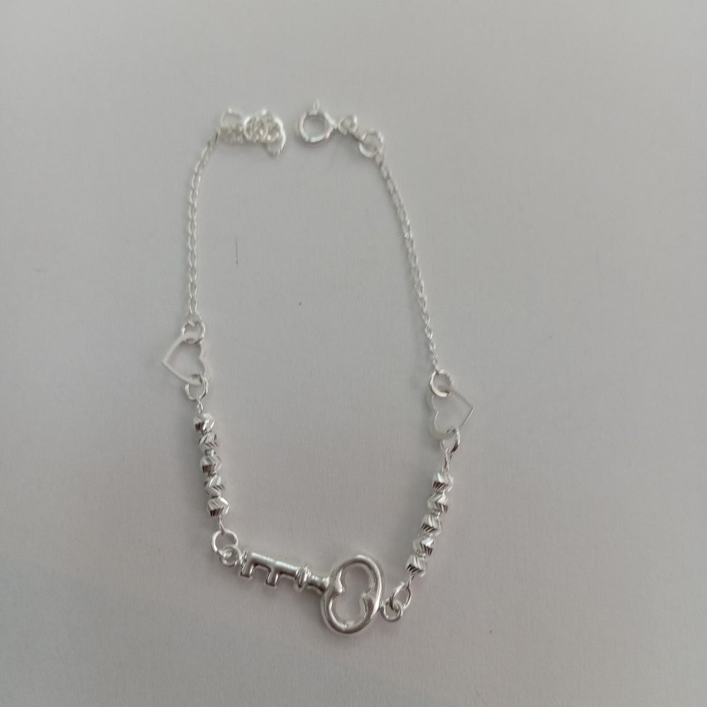 PULSERA TEJIDO LLAVE PLATA .925 18 CM 2.4 GR (NUEVO)