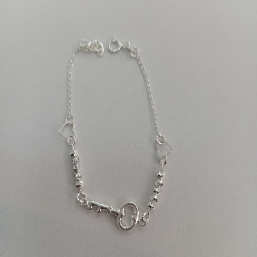 PULSERA TEJIDO LLAVE PLATA .925 18 CM 2.4 GR (NUEVO)
