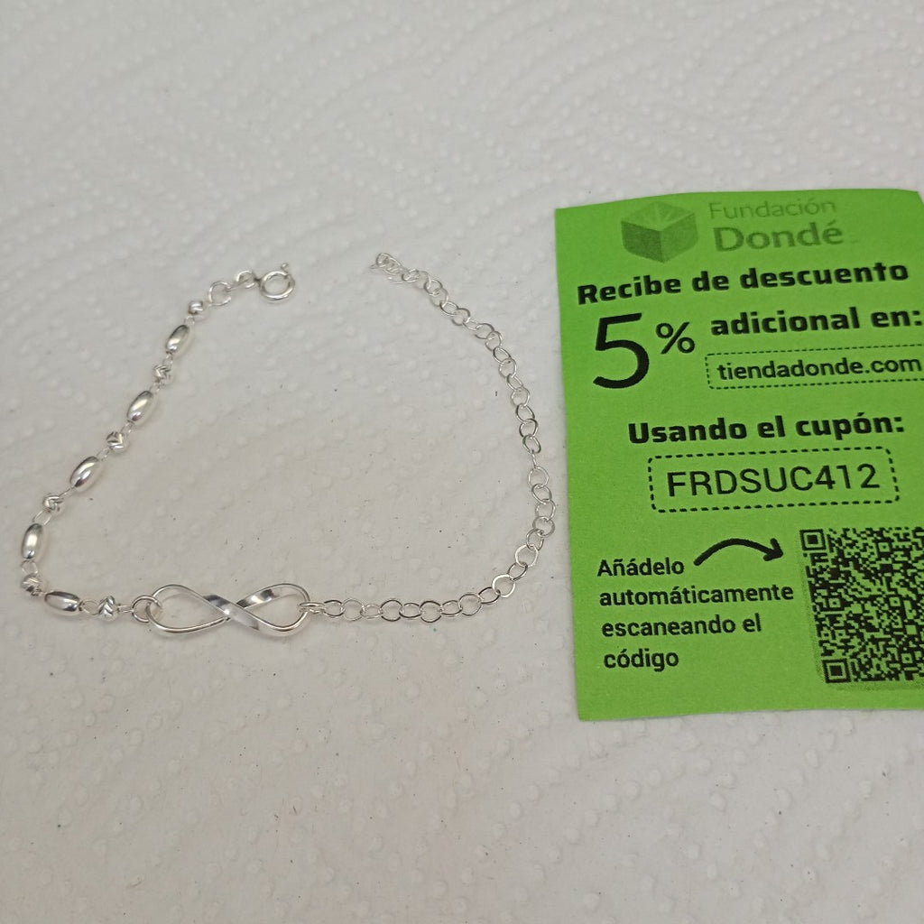 PULSERA TEJIDO INFINITO PLATA .925 18 CM 2.3 GR (NUEVO)