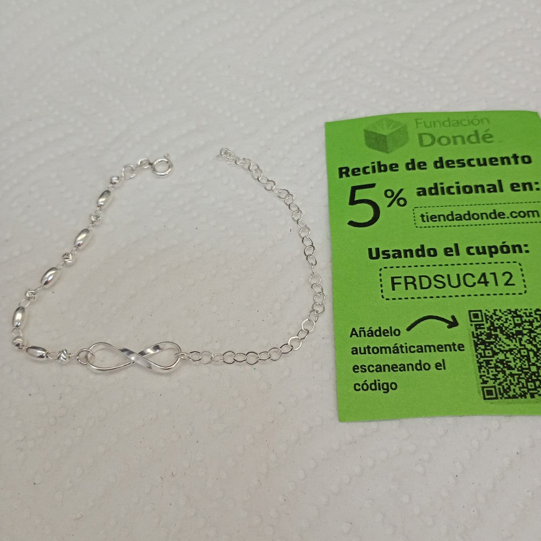 PULSERA TEJIDO INFINITO PLATA .925 18 CM 2.3 GR (NUEVO)