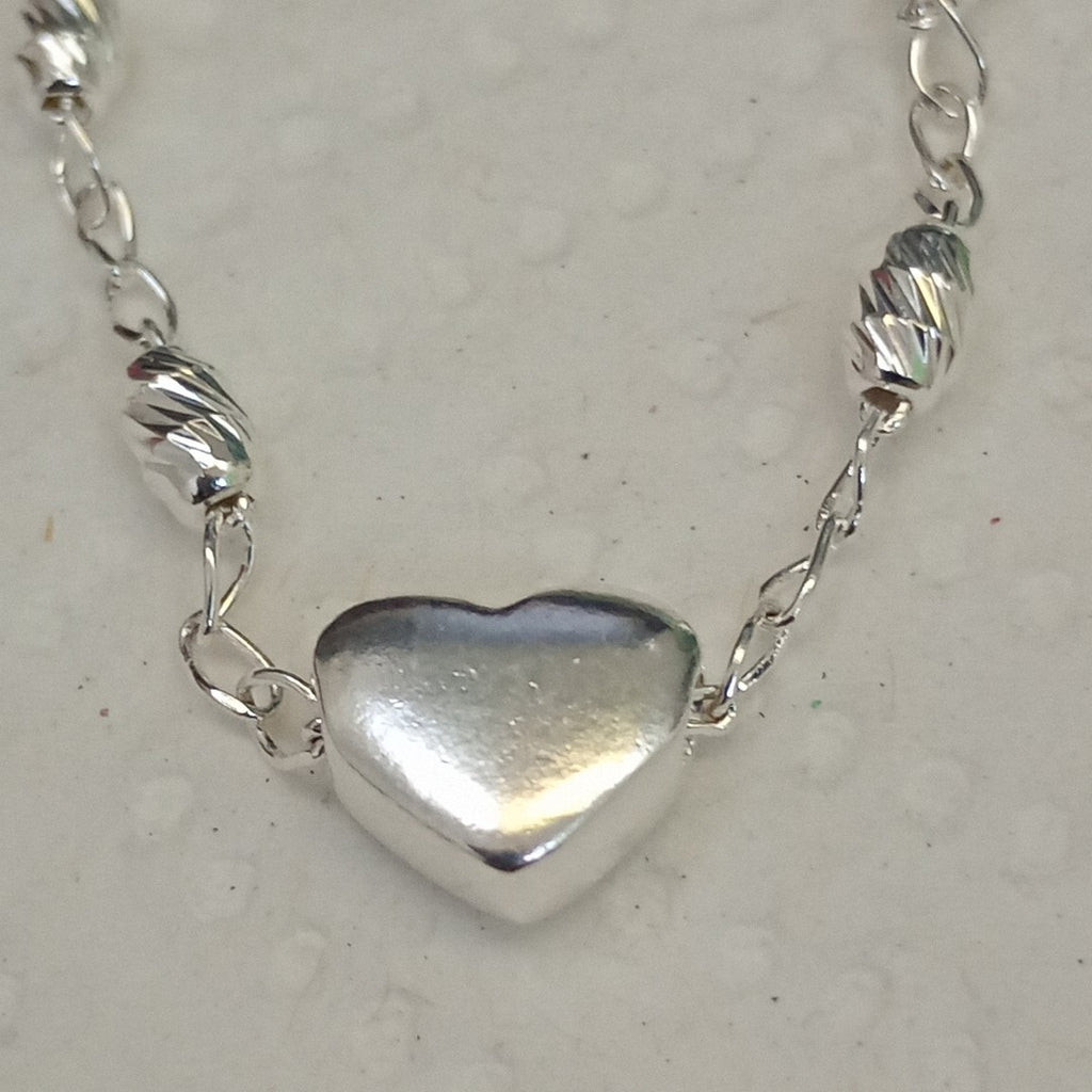 PULSERA TEJIDO CORAZON PLATA .925 18 CM 3.4 GR (NUEVO)
