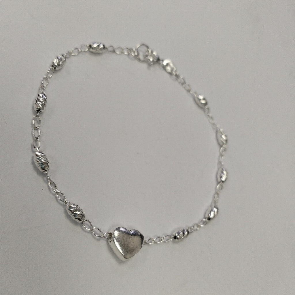 PULSERA TEJIDO CORAZON PLATA .925 18 CM 3.3 GR (NUEVO)