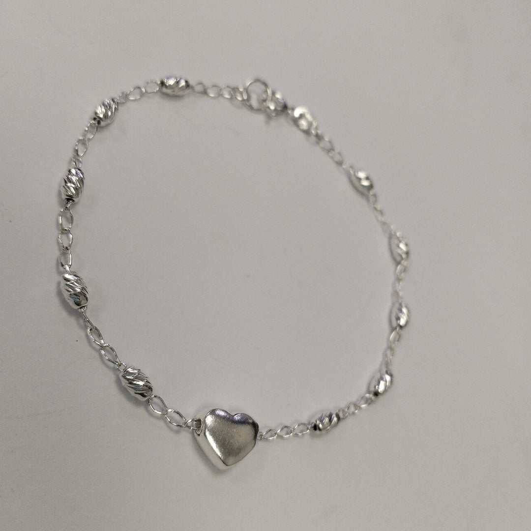 PULSERA TEJIDO CORAZON PLATA .925 18 CM 3.3 GR (NUEVO)