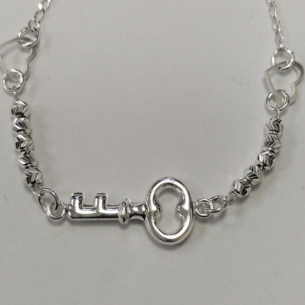 PULSERA TEJIDO LLAVE PLATA .925 18 CM 2.3 GR (NUEVO)