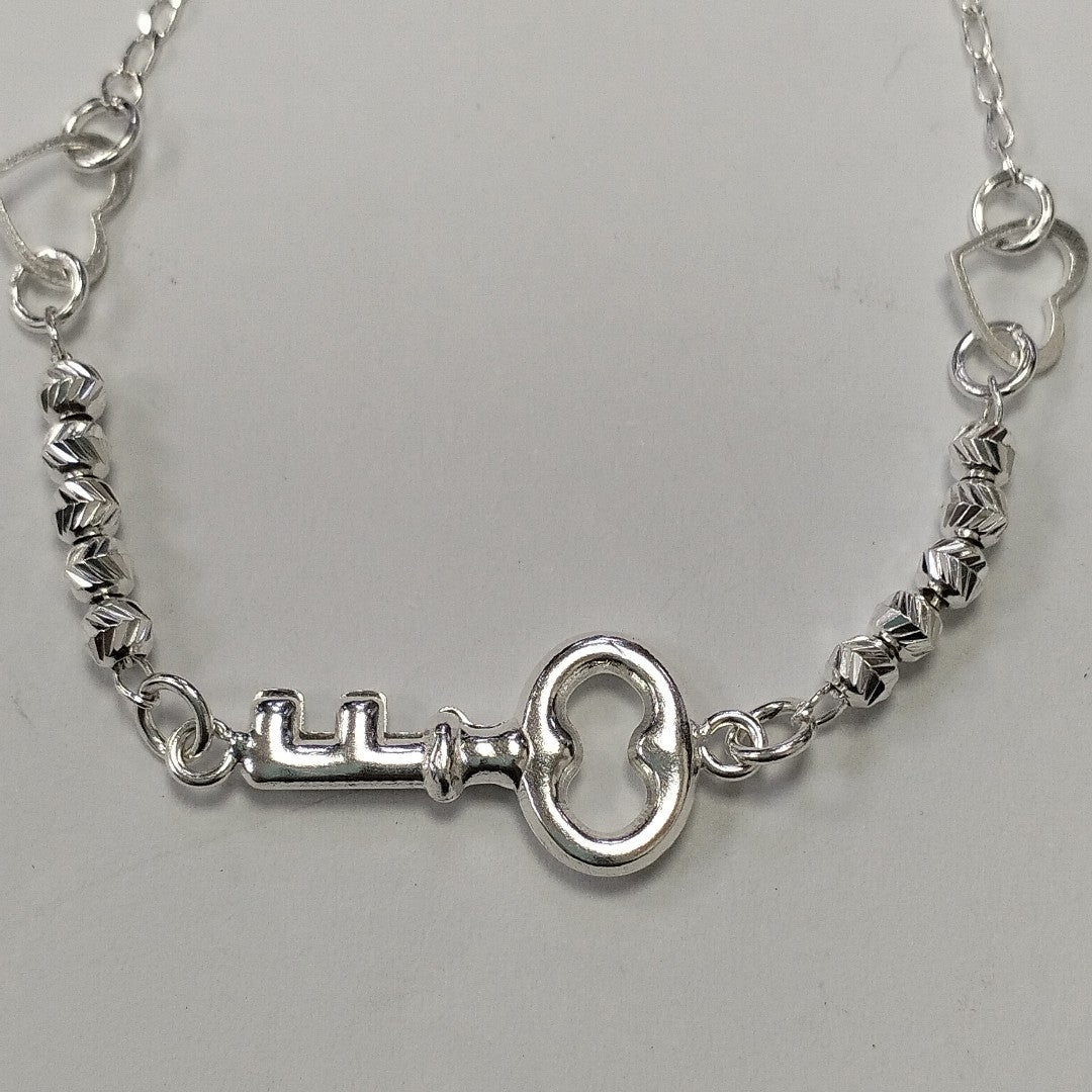 PULSERA TEJIDO LLAVE PLATA .925 18 CM 2.3 GR (NUEVO)