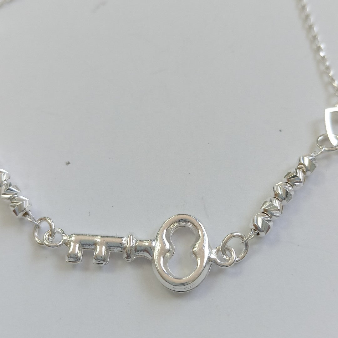 PULSERA TEJIDO LLAVE PLATA .925 18 CM 2.3 GR (NUEVO)