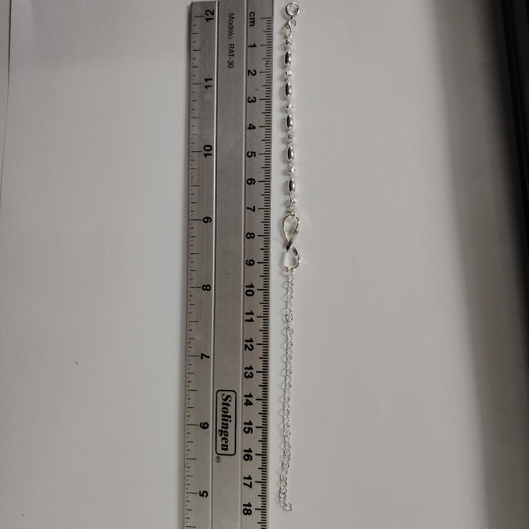 PULSERA TEJIDO INFINITO PLATA .925 18 CM 2.3 GR (NUEVO)