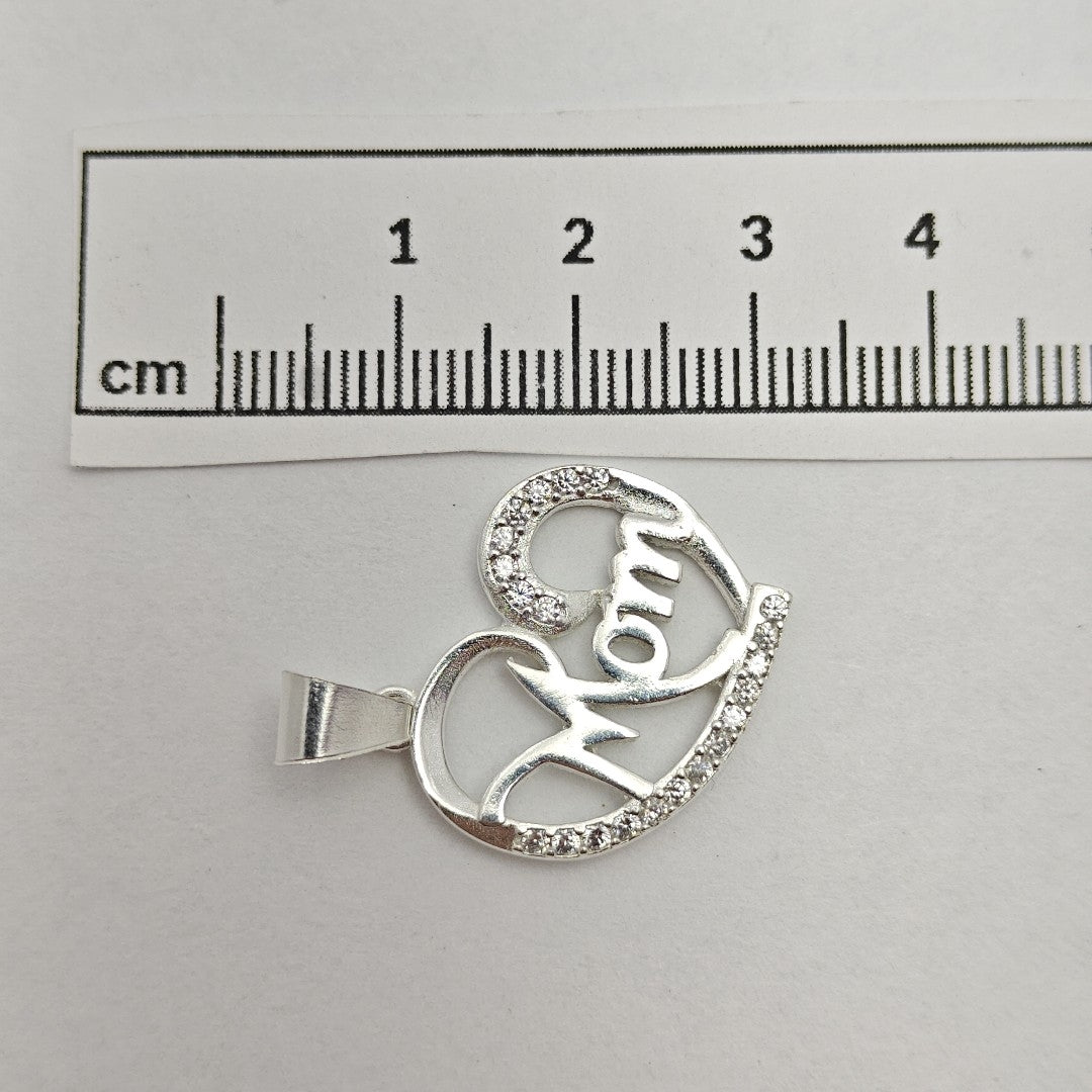 DIJE CORAZON C/CIRCONIAS PLATA .925 3.1 GR (NUEVO)