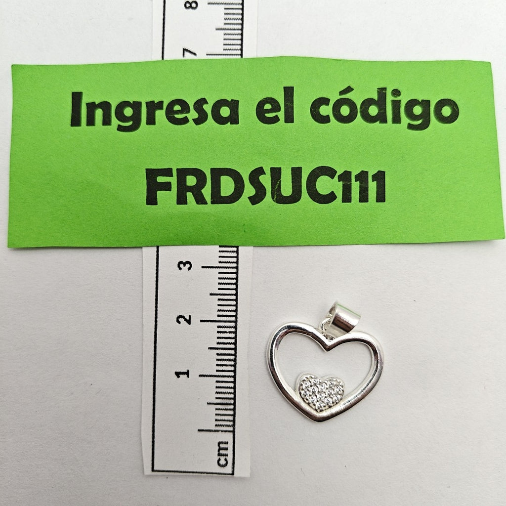 DIJE CORAZON C/CIRCONIAS PLATA .925 2.5 GR (NUEVO)