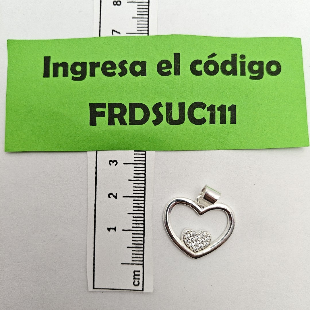 DIJE CORAZON C/CIRCONIAS PLATA .925 2.5 GR (NUEVO)