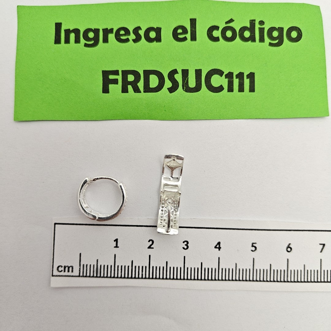 HUGGIES C/CIRCONIAS PLATA .925 2.8 GR (NUEVO)
