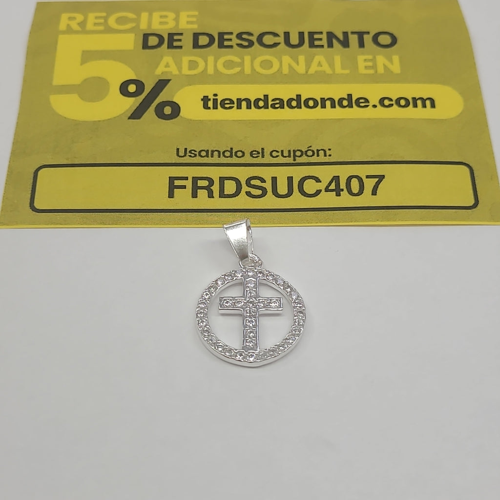 DIJE CRUZ C/CIRCONIAS PLATA .925 2.5 GR (NUEVO)