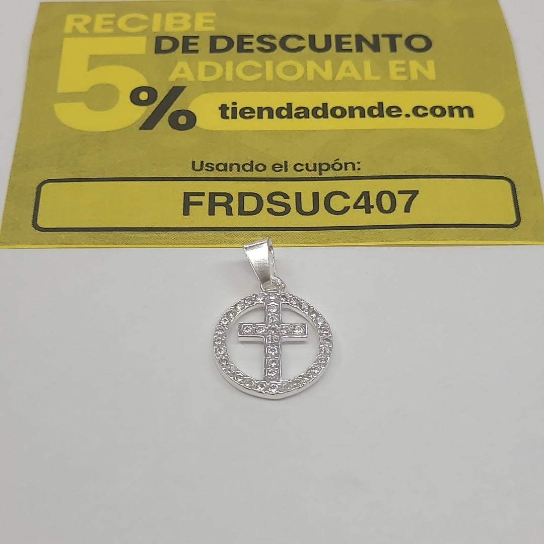 DIJE CRUZ C/CIRCONIAS PLATA .925 2.5 GR (NUEVO)
